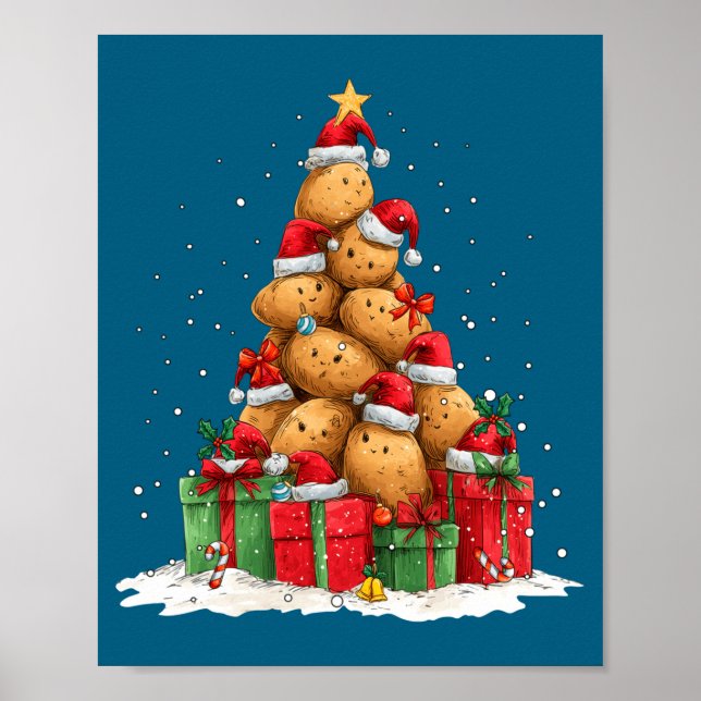 Cute Tato Le Christmas Tree Xmas Hat Long Sleeve  Poster (Front)