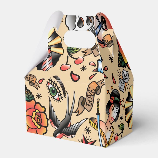 Cute tattoo lovers tiled party favour box (Front Side)