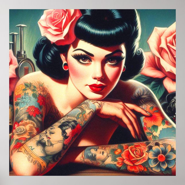 Cute Tattooed Pin-up Poster (Front)