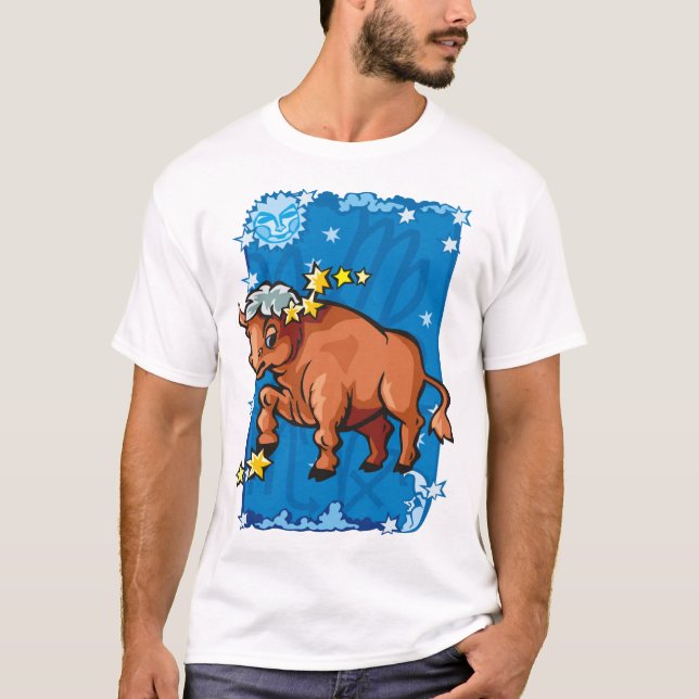 Cute Taurus Bull in the night sky T-Shirt (Front)