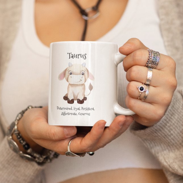 Cute Taurus Bull Watercolor Zodiac Traits Coffee Mug (Cute Taurus Bull Watercolor Zodiac Traits Coffee Mug)