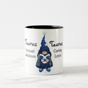 Cute Taurus Gnome Zodiac Sign  Two-Tone Coffee Mug