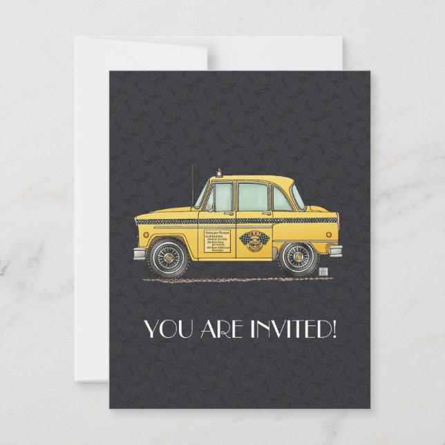 Cute Taxi Cab Invitation (Front)