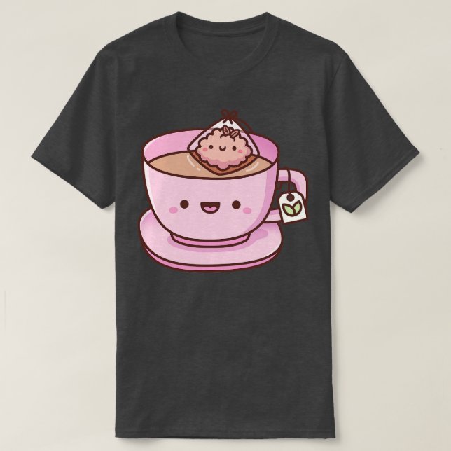 Cute Tea Bag and Teacup Doodle T-Shirt (Design Front)