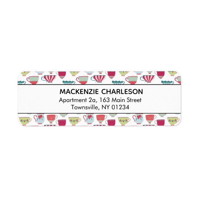 Cute Tea Cup Pattern Address Return Address Label (Front)
