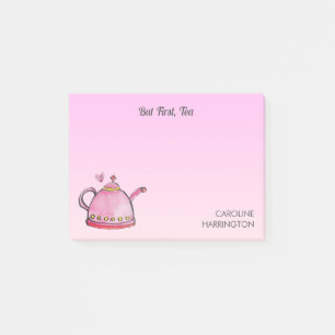 Cute Tea Lover Inspirational Cosy Office Pink Post-it Notes
