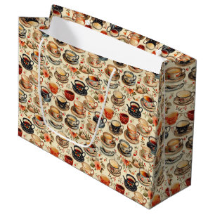 Cute tea lovers tiled party  large gift bag