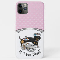 Cute Tea Party Dachshund Dog (black & tan) Funny
