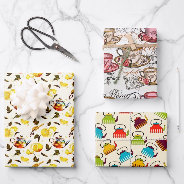 cute tea party pattern Wrapping Paper Sheets (Front)