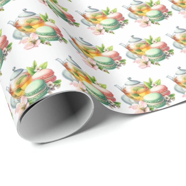 Cute tea party tiled pattern  wrapping paper (Roll Corner)