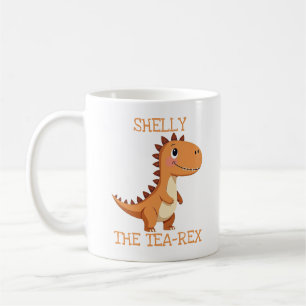 Cute Tea-Rex Dinosaur Personalised Name Coffee Mug
