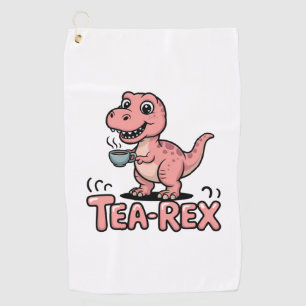 Cute Tea-Rex Pink Dinosaur – Sip Happens! Golf Towel