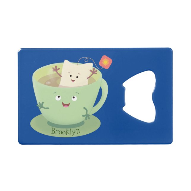 Cute teabag cup cartoon humour character (Front (Horizontal))