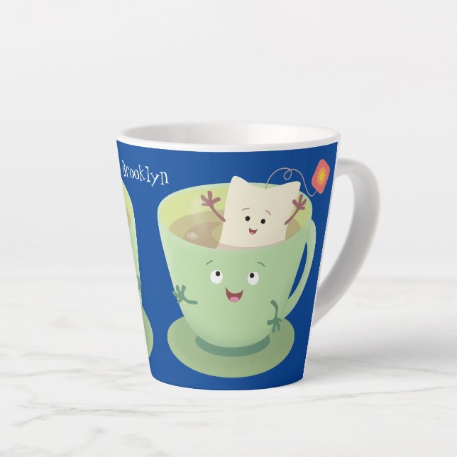 Cute teabag cup cartoon humour character (Right Angle)