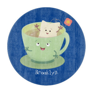Cute teabag cup cartoon humour character cutting board