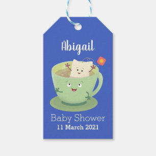 Cute teabag cup cartoon humour character gift tags