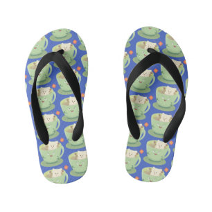 Cute teabag cup cartoon humour character kid's thongs