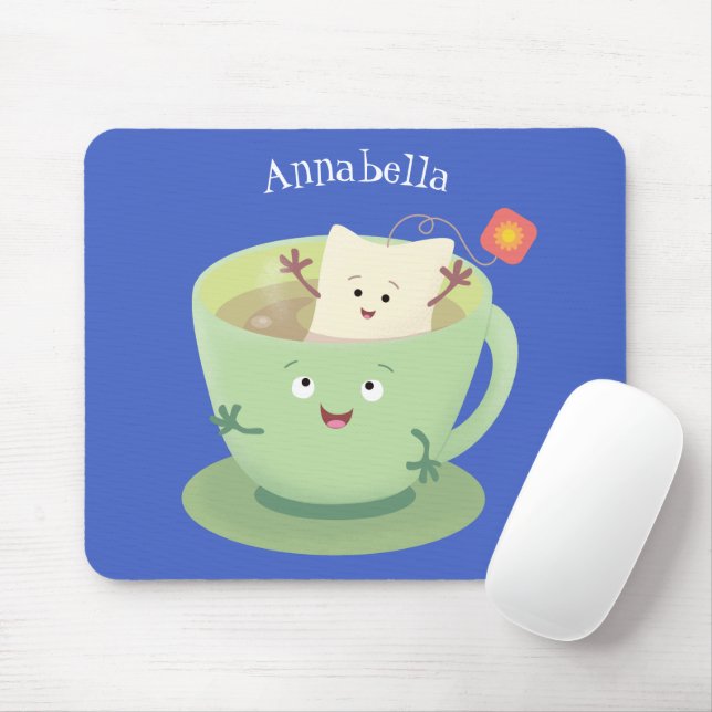 Cute teabag cup cartoon humour character mouse pad (With Mouse)