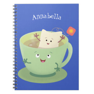 Cute teabag cup cartoon humour character notebook