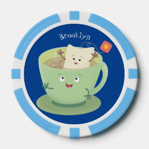 Cute teabag cup cartoon humour character poker chips