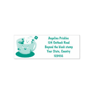 Cute teabag cup cartoon humour character self-inking stamp