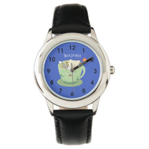 Cute teabag cup cartoon humour character watch