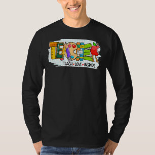 Cute Teach Love And Inspire Graphic Men Women Teac T-Shirt