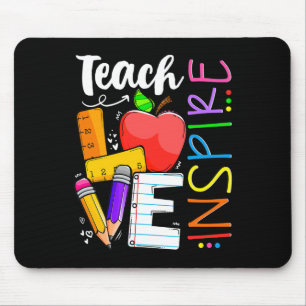 Cute Teach Love And Inspire Men Women Teacher  Mouse Pad
