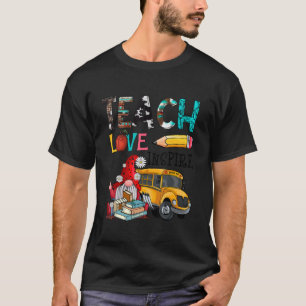 Cute Teach Love Inspire Gnome Teachers T-Shirt