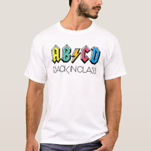 Cute Teacher ABCD Back In Class Colourful Back To T-Shirt