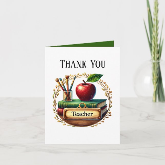 Cute Teacher add your message  Thank You Card (Front)