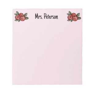 Cute Teacher Appreciation Apples Custom Name Desk Notepad