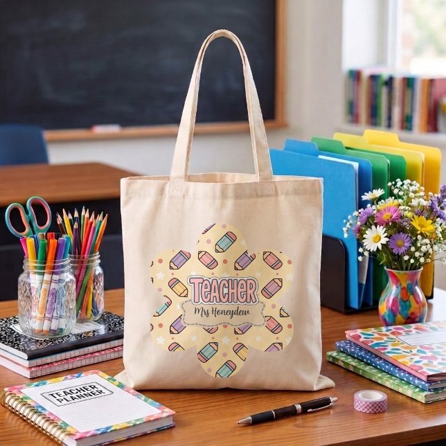  Cute Teacher Appreciation Pencil Pattern  Tote Bag (Creator Uploaded)