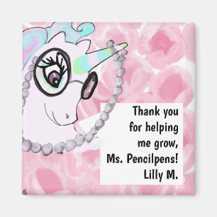 Cute Teacher Appreciation Unicorn Thank You Magnet