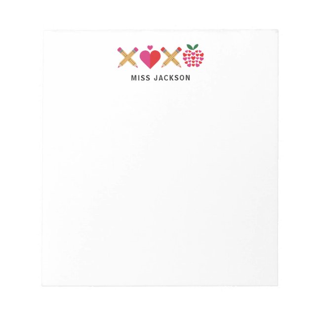 Cute Teacher Appreciation XOXO Colourful Notepad (Front)