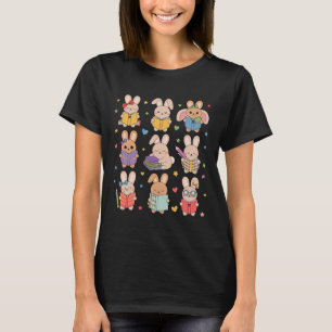 Cute Teacher Bunny Rabbit Reading Easter Bunnies B T-Shirt