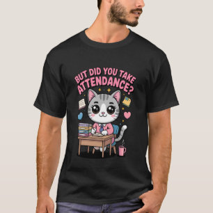 Cute Teacher Cat Did You Take Attendance School Se T-Shirt