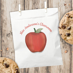 Cute Teacher Classroom Red Apple Whimsical Favour Bag