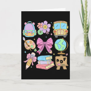 Cute Teacher Coquette Pencil Bow School Bus Ck To  Card