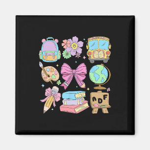 Cute Teacher Coquette Pencil Bow School Bus Ck To  Magnet