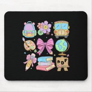 Cute Teacher Coquette Pencil Bow School Bus Ck To Mouse Pad