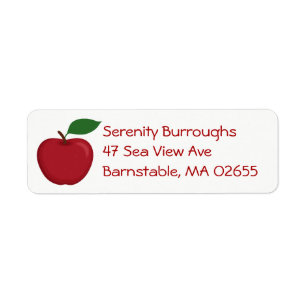 Cute Teacher Fall Country Red Apple Return Address Label