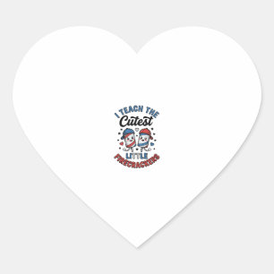 Cute Teacher Firecracker Vintage Fourth of July Sh Heart Sticker