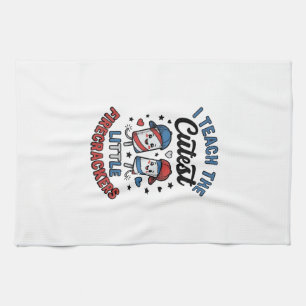 Cute Teacher Firecracker Vintage Fourth of July Sh Tea Towel