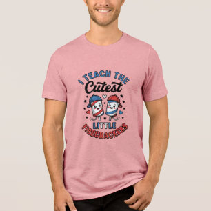 Cute Teacher Firecracker Vintage Fourth of July Sh Tri-Blend Shirt