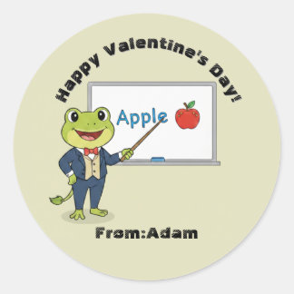 Cute teacher frog  Valentine  Classic Round Sticker