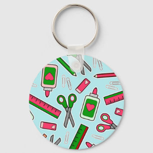 Cute Teacher Love School Print Key Ring