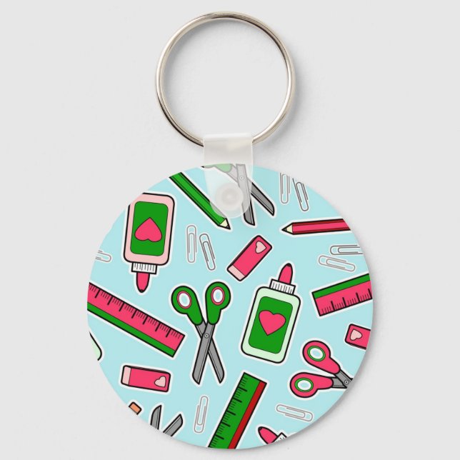 Cute Teacher Love School Print Key Ring (Front)