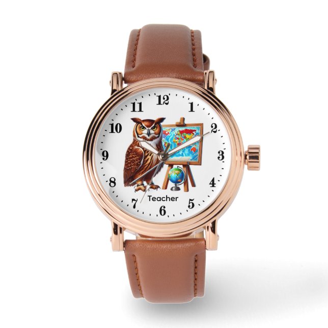 Cute Teacher owl customisable  Watch (Front)