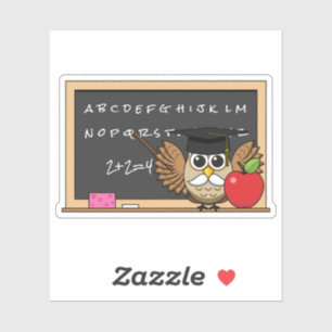 Cute Teacher Owl with Apple Cartoon